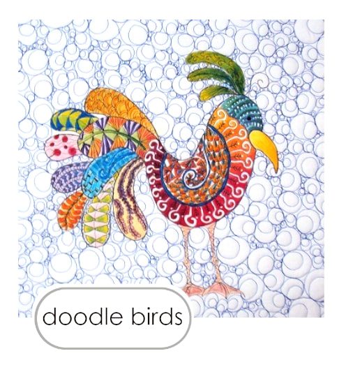 Free motion quilting Doodle Bird designs. A workshop by Claire Passmore